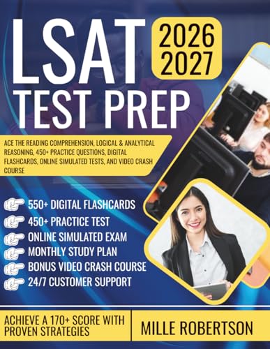 LSAT Test Prep: Ace the Reading Comprehension, Logical & Analytical Reasoning, 450+ Practice Questions, Digital Flashcards, Online Simulated Tests, and Video Crash Course image 2