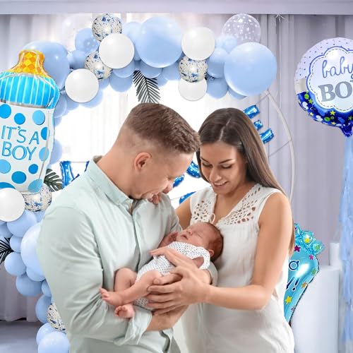 Image of Rozi Decoration Baby Boy Welcome Home Decoration Kit Set of 50 Pcs Baby Welcome Home Decoration Kit Boy Combo Decor, Welcome Baby Blue Foil Balloons Decorations Items
