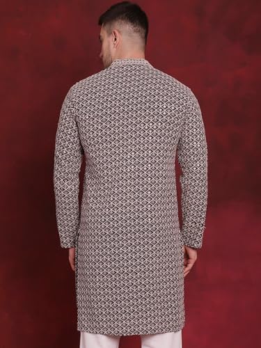 Image of Jompers Men Pure Cotton Regular Fit Sequin Embroidered Kurtas