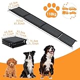 UISEBRT Klappbare Hunderampe für Autos & SUVs, Aluminium Hundetreppe 157x43cm, Tragbare Sicherheitstrampe mit Rutschfester Oberfläche, Hundeautorampe bis 110 kg