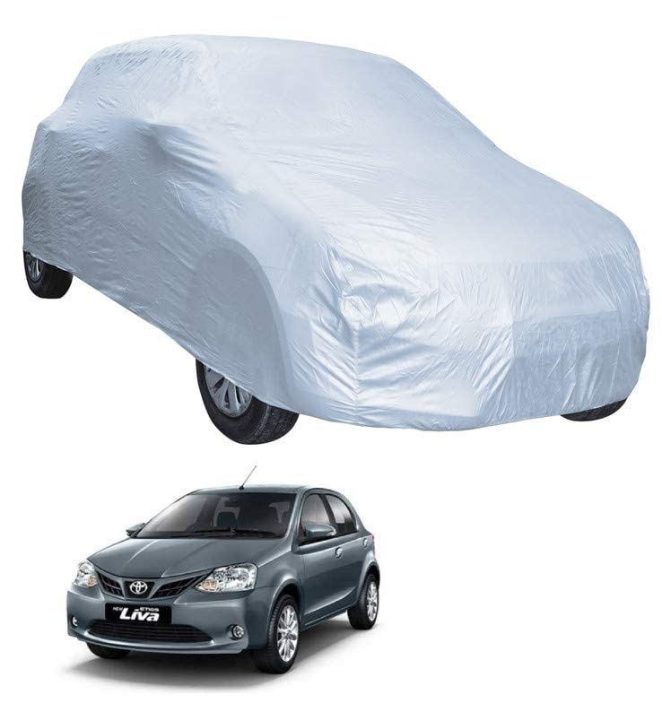 Image of Auto Hub Car Cover Compatible with Etios Liva with Weather Proof, Triple Stitched, Etios Liva Car Cover- Plain Silver