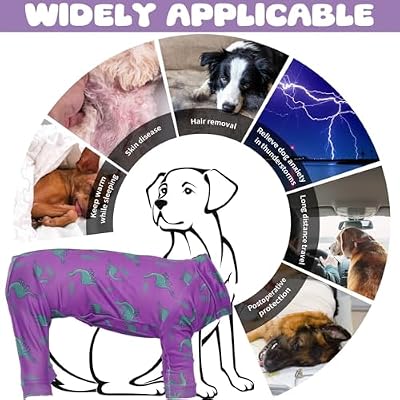 IDOMIK Pajamas, Soft Pjs Clothes With Zipper, Breathable Shirts for Boys Girls, Apparel Onesie, Recovery Suit for Small Medium Large Dogs, Anxiety Relief Onesies Purple, S