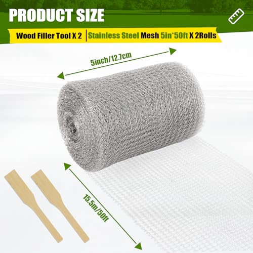 Image of 5 inch x 100 Ft Stainless Steel Mesh Roll, Steel Wool Mesh for DIY Sealing