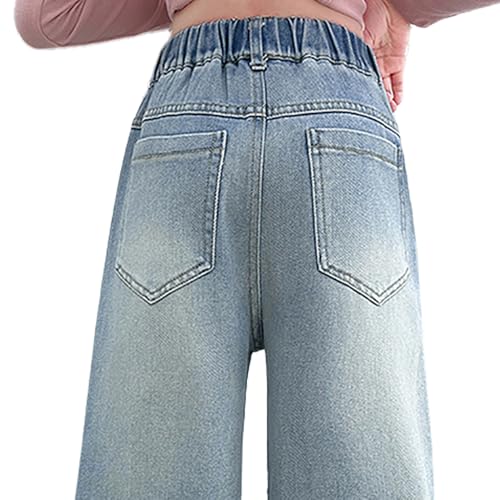 Girls Baggy Jeans, Ripped Heart Patch Denim Pants, Casual Loose Fit Wide - Leg Trousers for Kids4