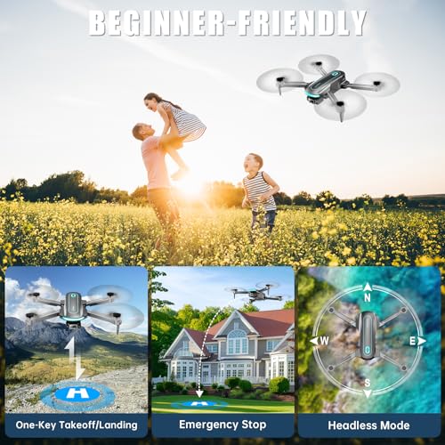 Drone with Camera, Drones for Adults and Beginners, 1080P HD FPV Foldable Mini Drones for Kids, with 2 Batteries, Carrying Case, Trajectory Flight, Gravity Control, One-Key Takeoff/Landing, 360° Flip, Toys for Gift - Image 4