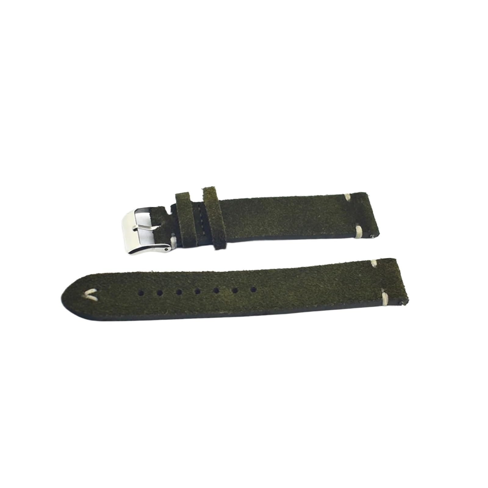 Zielone paski do zegarka, pasek do zegarka, skóra zamszowa, mężczyźni, kobiety, 18 mm, 20 mm, 22 mm, pasek zastępczy (zielono-biała linia, 20 mm)