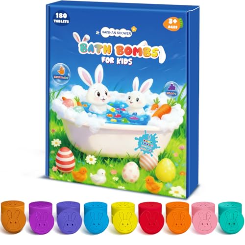 Bath Bombs for Kids, STEM 180 Mini Color Tablet in 9 Bright Colors for Creative Bathtub Art Bath Toys Fun Colorful Bath Scientific Experiment for Boys Girls Fizz Balls