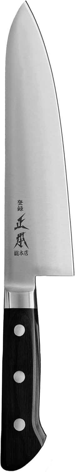 MASAMOTO AT Japanese Yo Deba Knife 9.5" (240mm) Made in JAPAN, Heavy Duty Double Bevel Deba Knife for Frozen Meat, Hard Food, Sharp Japanese Stainless Steel Blade, Full Tang Pakkawood Handle, Black