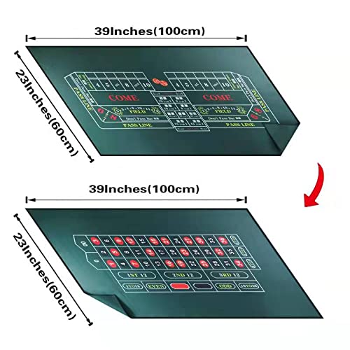 Waliken 39X23 Inch Craps/Roulette Casino Tabletop Felt, Flannel Fabric Professional Gambling Thick Heavy #TOP1