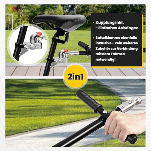 SAMAX Lastenanhänger Fahrradanhänger 90 Liter 80 Kg mit Kupplung Schutzplane und Verbindungsschelle - Transportanhänger Fahrrad Anhänger Handwagen mit Kunststoffwanne in Schwarz - Mountain