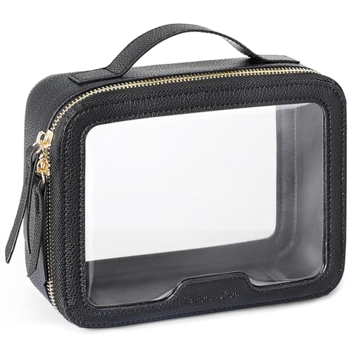PACKISM Clear Makeup Bag Foldable - Medium TSA Approved Toiletry Bag, Black