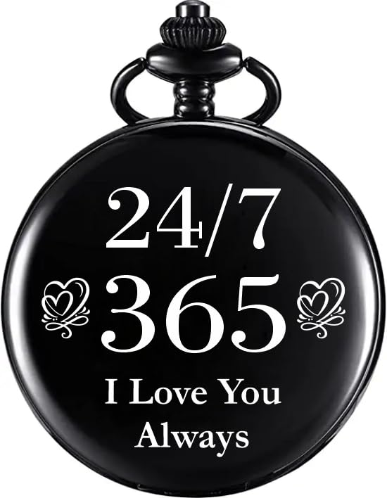 Image of Vintage Gandhi Style Pocket Watch with Engraved Designs & Messages Royal Black Analog for Men Women & Kids Includes Key Ring for car or Bike Keys Ideal Gift