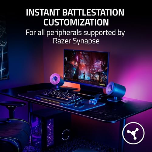 Razer Wireless Control Pod: Advanced Audio Control for Nommo V2 & Leviathan V2 Speakers - RGB Light Customization - Rotatable, Clickable Dial & Source Button - Durable Aluminum Alloy - USB & Bluetooth by Razer - Used condition - Image 2