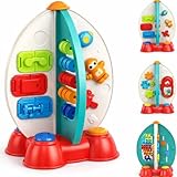 Zcpotizi Space Toy for Toddlers 1-3, Musical Rocket Toy for 1 Year Old Boys Girls, Sensory Fine Motor Skills Learning Toy with Lights & Songs, Birthday Gifts