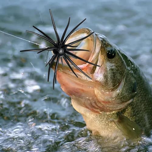 2Pc Sea Urchin Bait,Sea Bass Fishing Lures,Floating Simulation Seas Urchin Dice Baits for Bass Fishing,Artificial Squirm Fuzzy Fishings Soft Lure Bait Accessories for Saltwater Shore (Black, 4.33 in) - 4