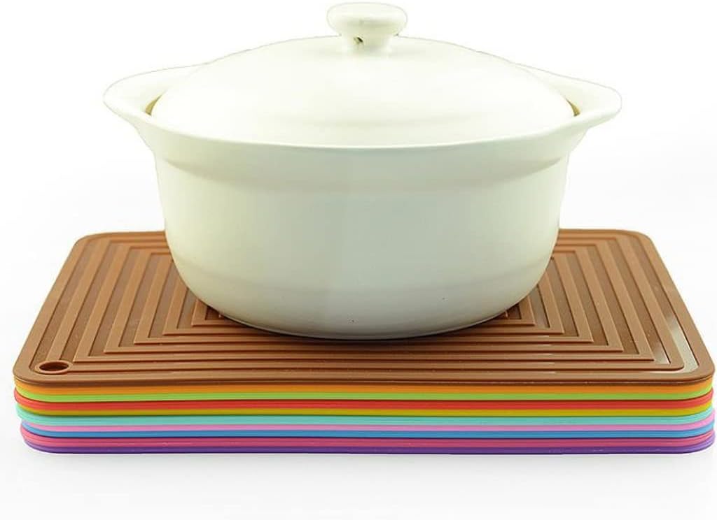 大きな長方形のリップル断熱パッド シリコンミールパッド スープポットパッド プレートパッド シリコンディッシュパッド ウエスタンミー