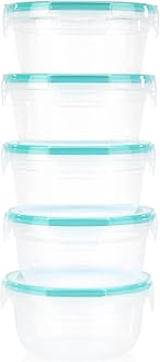 Snapware Total Solution Plastic Meal Prep and Food Storage 10-Piece Set (3.8-Cup Round Containers, BPA Free, Leakproof Lids, Microwave, Dishwasher and Freezer Safe), Clear