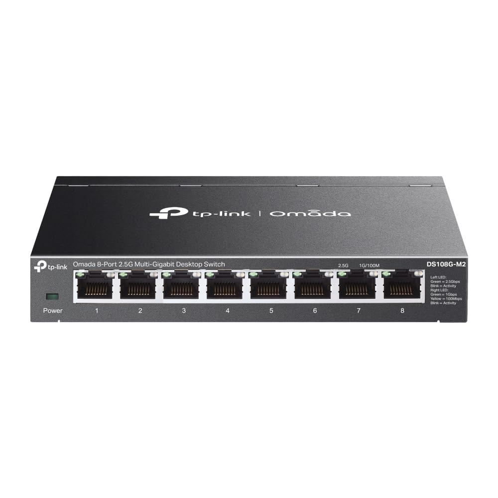 Omada - Switch di rete non gestito multi-gigabit a 8 porte 2,5 G, 8 porte da 2,5 Gbps, splitter Ethernet, design silenzioso senza ventole, Plug and Play, involucro in metallo resistente, montaggio su
