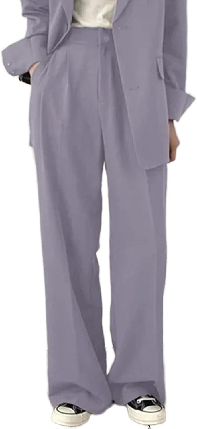 Women's Straight Leg Pants Slimming Wide Leg Suit Loose Long Trousers for Women