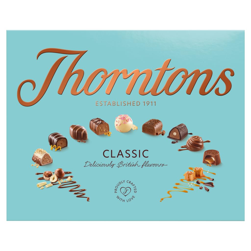Thorntons Classic Chocolate Gift Box, Christmas Gifts, Assorted White, Milk and Dark Chocolates, 449 g