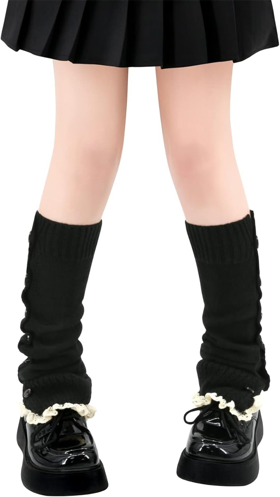 Fenxixione Women's C Black Y2k Goth Leg Warmers For - Harajuku Kawaii Fuzzy Long Warmers (One Size, )