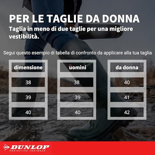 Dunlop Protective Footwear, B350611, Zweifarbiger Gummischuh, Dunkelgrün, Größe 42 EU