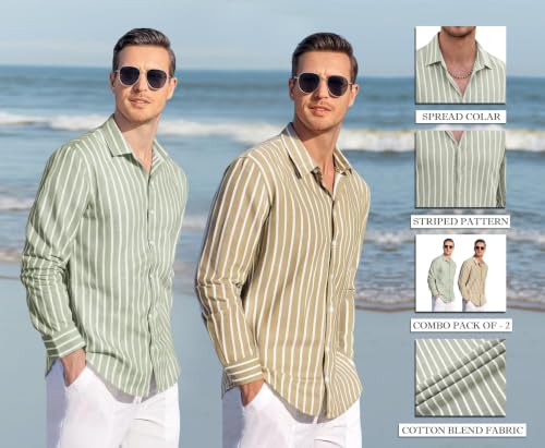 Image of Zombom Men's Regular Fit Vertical Striped Casual Shirt | Full Sleeve Cotton Blend Shirt for Men | Slim Fit Stylish Party