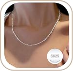 Weddinen S925 Chaîne de diamant argent sterling pour les femmes 2mm C'est triste. & Colliers de chaîne en argent hypoallergéniques pour les femmes 16 18 20 22 24 26 1 cm