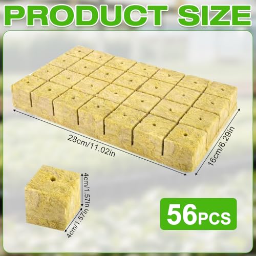 XPJBKC 56 Stück Steinwolle Anzucht, 4x4x4CM Steinwolle Würfel, Rockwool Cube, Steinwolle Anzuchtmatte Mitumweltfreundlich & Gute Luftdurchlässigkeit, für Stecklinge, Klonen, Vermehrung