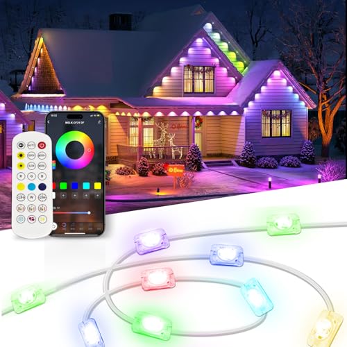 Image of 100FT Permanent Outdoor Lights - IP65 Waterproof RGB Eaves Lights with Smart App /Remote Control,for Christmas, All Holiday Party, Daily and Accent Lighting, House Roof and Garden Decoration