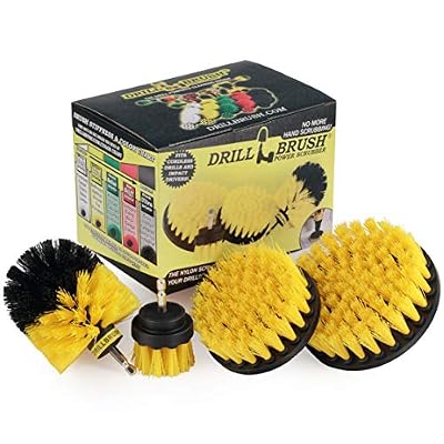Drillbrush 4 Piece Nylon Power Brush Tile and Grout Bathroom Cleaning Scrub Brush Kit - Drill Brush Power Scrubber Brush Set - Power Scrubber Drill Brush Kit- Power Brush Drill Attachment