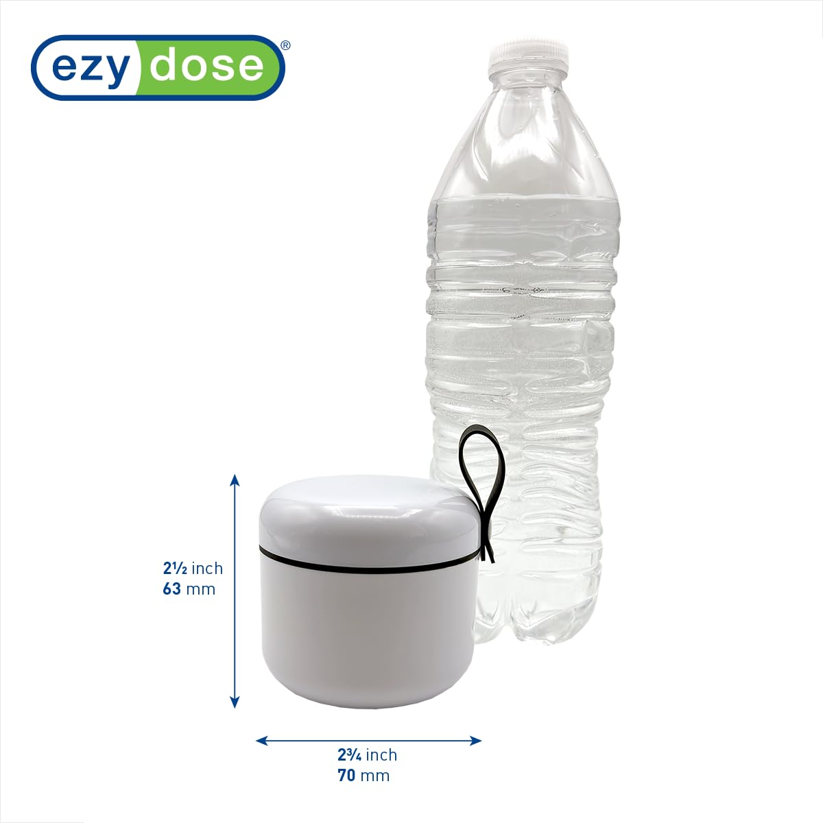 EZY DOSE Mini Pill Organizer, 4-Compartment Vitamin & Medication Case with Screw-Top Secure Seal + Sliding Dispenser, Compact Bottle-Replacement for Purse, Work, Cruise & Travel, Medium, White/Black