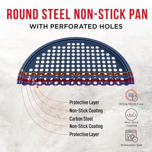 image for BAKKENMASTER Bakken Pizza Baking Pan - Round Perforated Carbon Steel P
