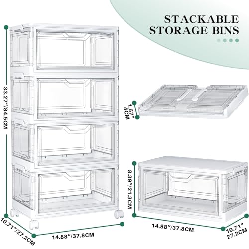 Kmiectse Clear Storage Bins with Lids - 4 Tier 23qt - Image 2