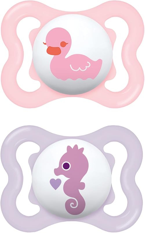 MAM Mini chupetes de aire, Binky para 0-6 meses, tetina de silicona sin BPA, ideal para pieles sensibles y recién nacidos amamantados, fácil de limpiar, desarrollado con expertos médicos, 2 binkies, estuche esterilizador