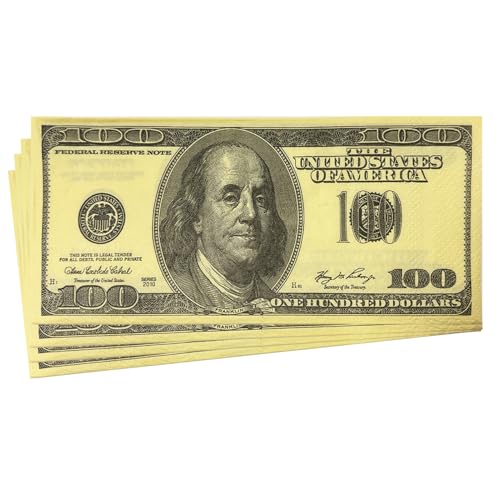 Serviettes de Fête en Papier,Serviettes en Papier-100 Dollar,20 Pièces,Triple épaisseur,serviettes USA Party,pour Soirée à Thème,Décorations de Table-33...