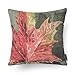Phantoscope Set of 4 Decorative Fall Maple Leaves Throw Pillow Case Accent Cushion Cover 18 x 18 inches 45 x 45 cm