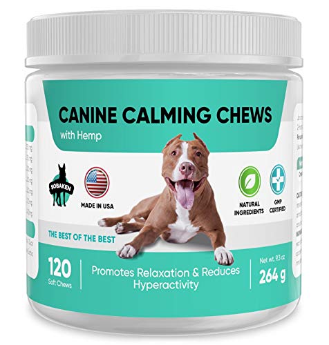 SOBAKEN Calming Treats for Dogs with Hemp Oil - Aid Anxiety Relief