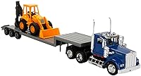 Vista 3 de Newray 1:43 Trailer Kenworth W900 with Backhoe Loader 1/43 Scale Replica
