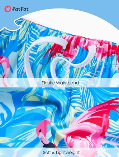 Image of PATPAT Mommy and Me Matching Swimsuit：One Piece V Neck Bathing Suits Leaves Printed Family Swimwear Matching Set