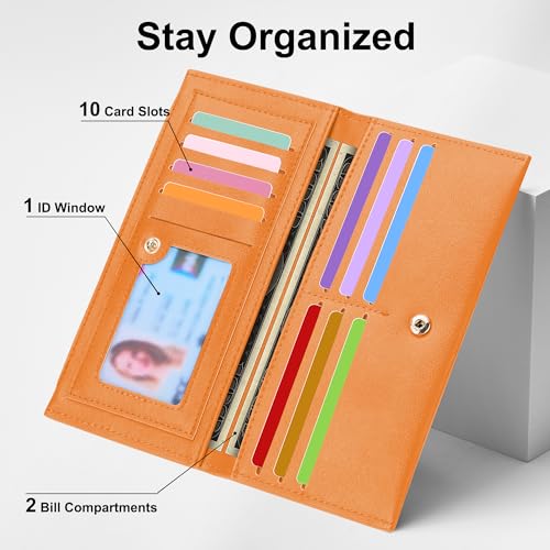 Image of Tipmile Slim Wallet for Women, RFID Blocking Credit Card Holder | Thin Compact Bifold Wallet with Zipper, Ladies Gift