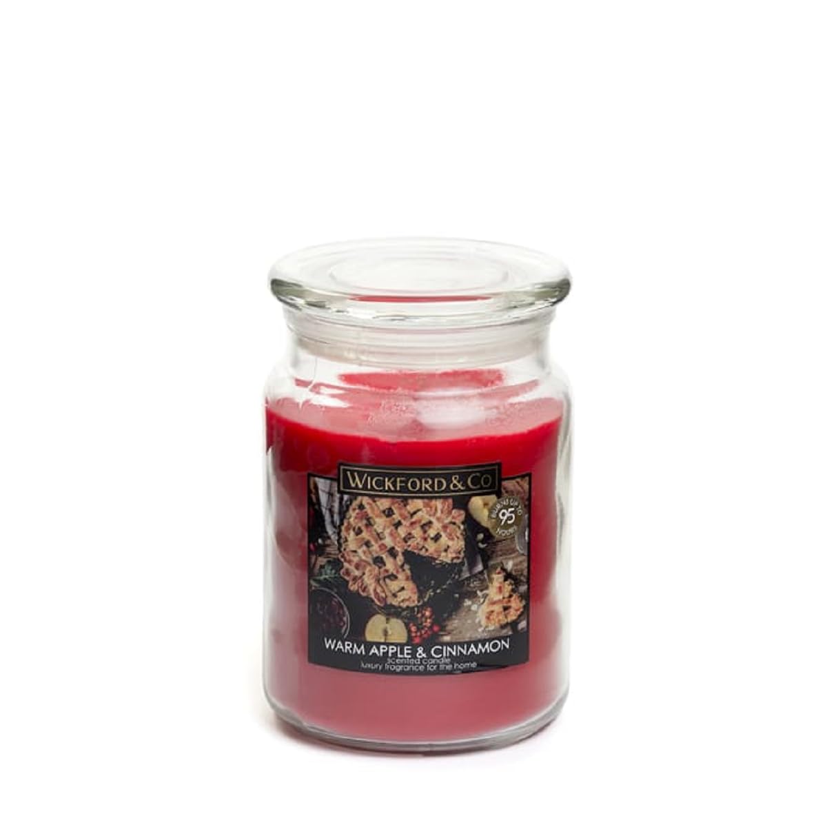 Christmas Warm Apple Cinnamon Wickford & Co Luxury Festive Scented Large Glass Jar Candle – 18oz, 95-Hour Burn Time, Christmas Home Decor, Cosy Winter Fragrance