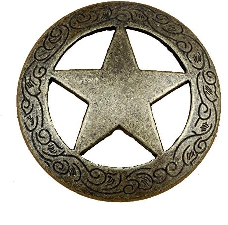 Set of 6 Fancy Garland Lone Star Drawer Pulls Cabinet Knobs (Antique Brass)