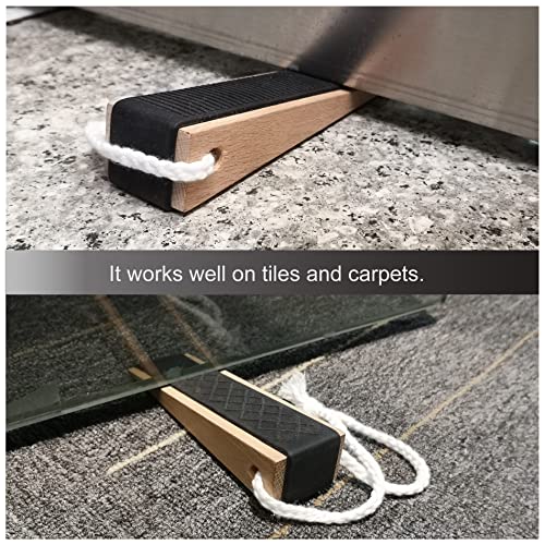 Extra Large Wooden Door Stopper Wedge For Bottom Of Door, Fitting For Door Gap Under 2 Inches, 2 Pack Black. #TOP5