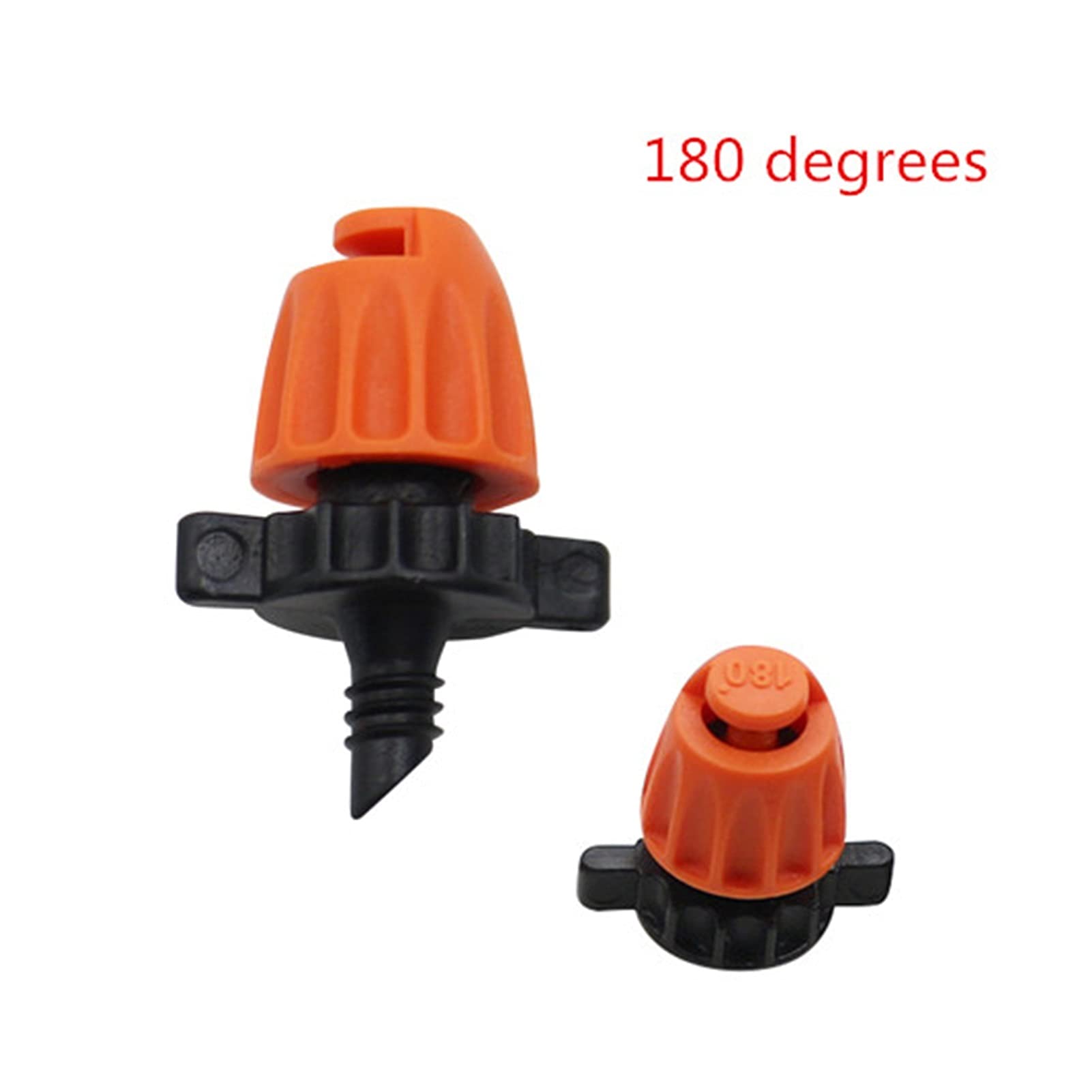 System nawadniania zraszaczy ogrodowych 200 sztuk 4mm Dysza załamania załamania z gwintem 4 mm 90/180/360 Kąt natryskiwania Ogród Drip Zraszacz do nawadniania (Color : 180 angles)