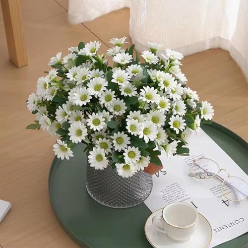 Image of Art Street Artificial White Flowers Bunch |Daisy Flowers for Home | Living Room, Decor |Christmas Day, New Year, 7 Head 21 Flowers| Pack of 2|Size 13 INCH, (Without Vase)
