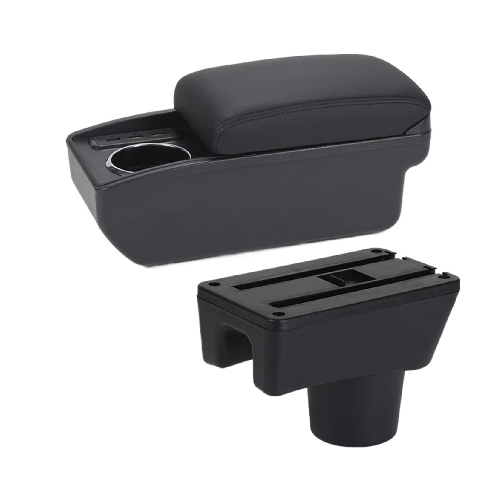 Umdjju B2 Black Line 6Usb For Dodge For Attitude Car Armrest Auto Storage Box Accessories Car Centre Console Armrest Box(B2 Black Line 6Usb)