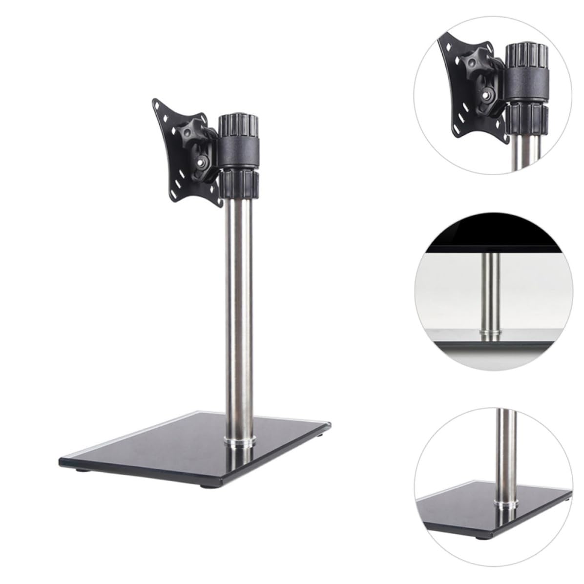 SHINEOFI Supporto per Monitor da Tavolo Inclinazione e Rotazione a 360° Regolabile in Altezza in Ferro Argento capacità di 16kg per Casa e Ufficio