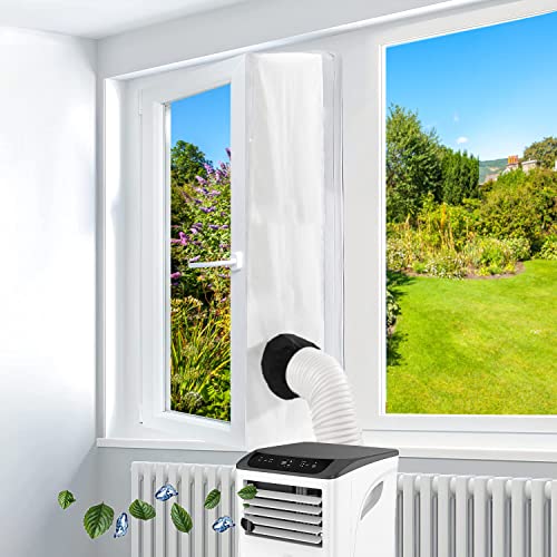 Koticidsin 300 cm Abdichtungsstoff für Fenster für mobile Klimaanlage und Wäschetrockner - funktioniert mit allen mobilen Klimaanlagen, einfache Installation Cover