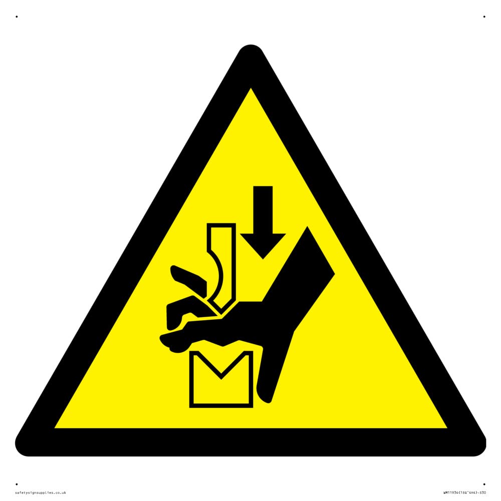 W030 Warning: Hand crushing between press brake tool Sign - 300x300mm - S30